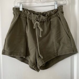Abercrombie and fitch paperbag sweat shorts. Like new, olive green